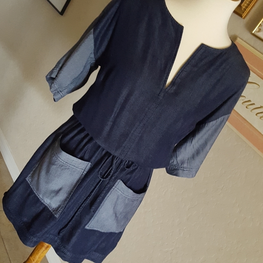 Laundry By Design Color Block Chambray Mini Dress - image 2